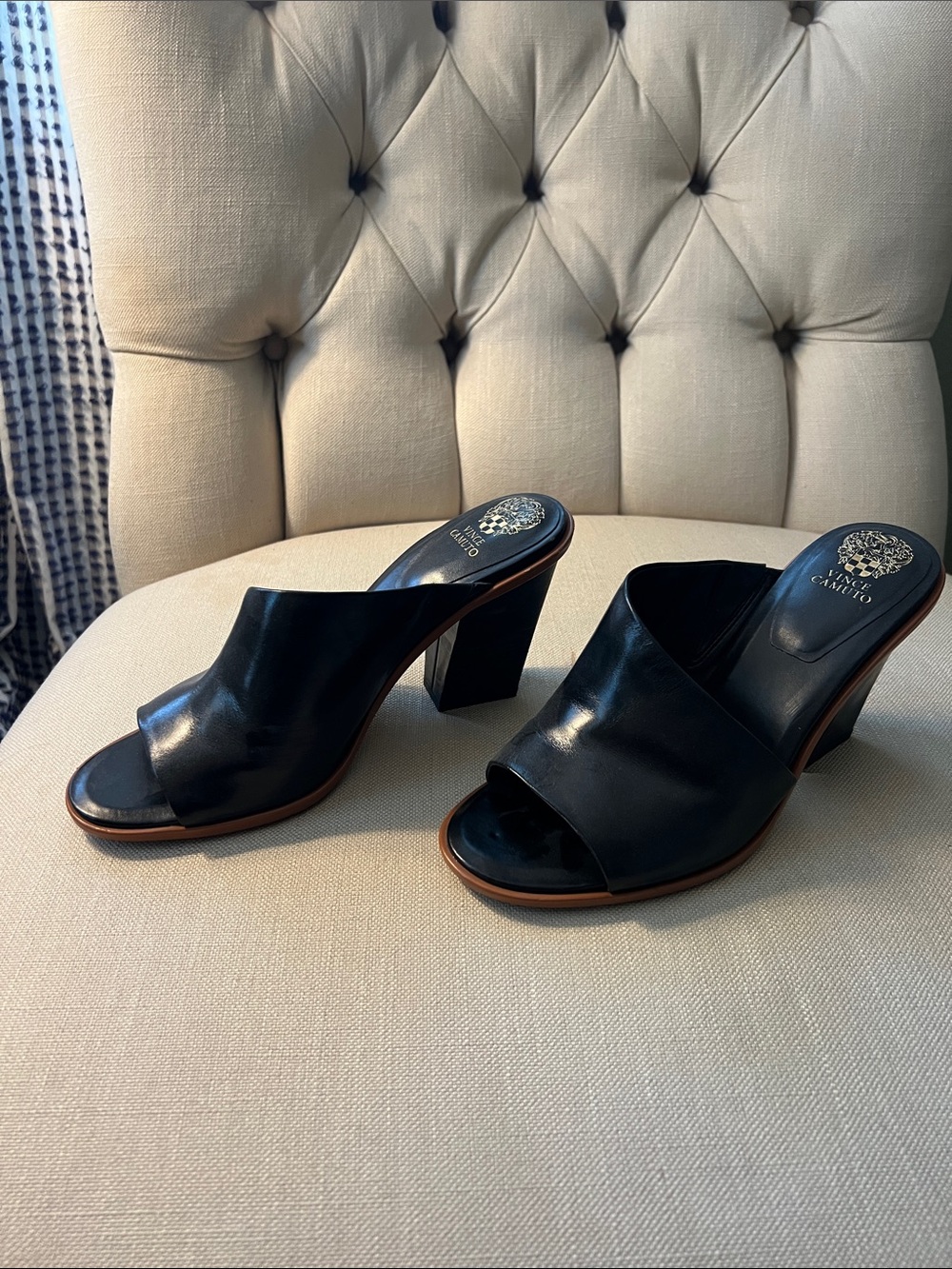 Vince Camuto Black Slide Mule Sandals - Picture 2 of 4